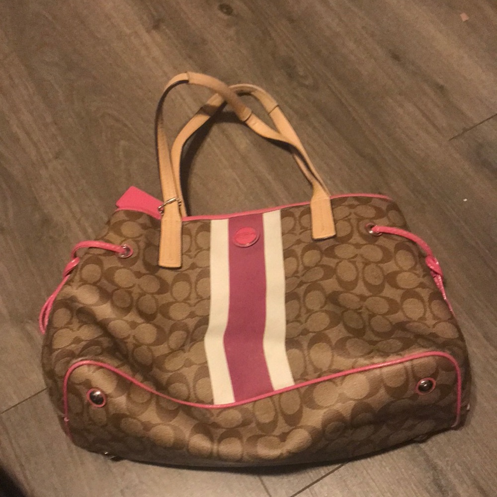 Coach Logo Bag with Pink Trim